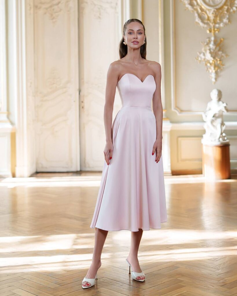 strapless-satin-midi-dress